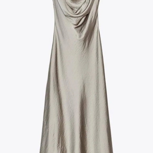 Zara Silver Bronze Satin Dress NWT carolyn bessette-kennedy - Picture 4 of 9
